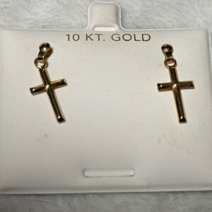10 KT Gold Cross Earrings